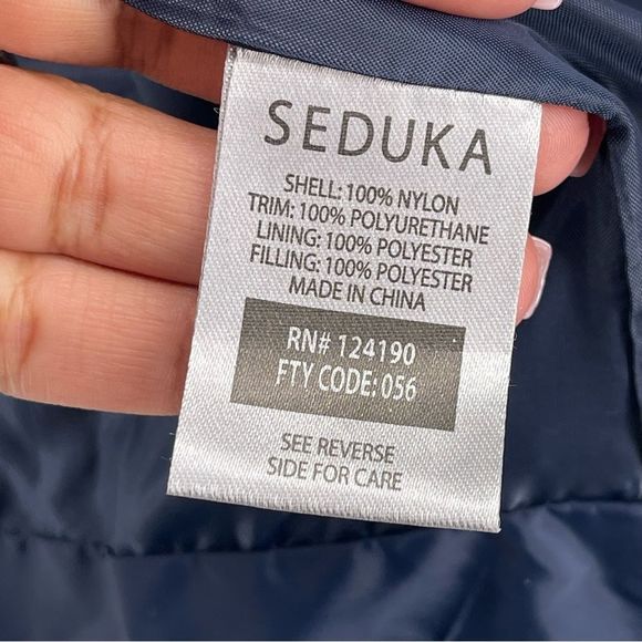 SEDUKA Men’s Regular Navy Full Zip Nylon Moto Jacket Medium - Picture 14 of 16